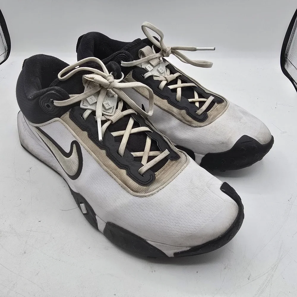 Nike Air Diamond Varsity Turf Baseball Shoes White Black Men's 12.5 FN7454-102